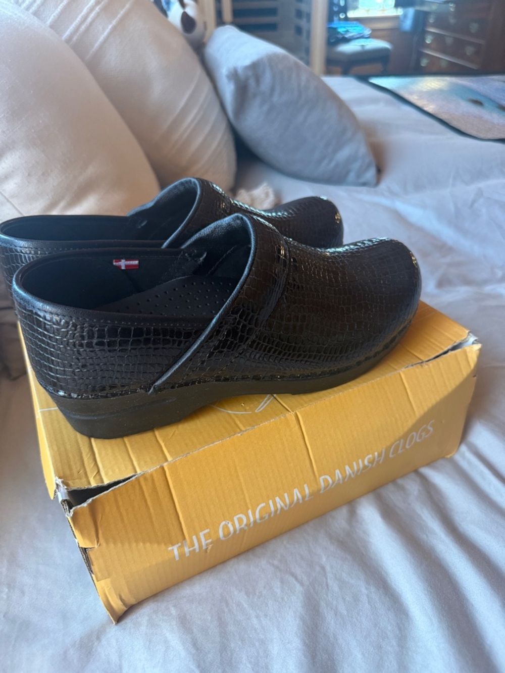 Sanita Black Croc-Embossed Slip-On Clogs - Picture 3 of 5